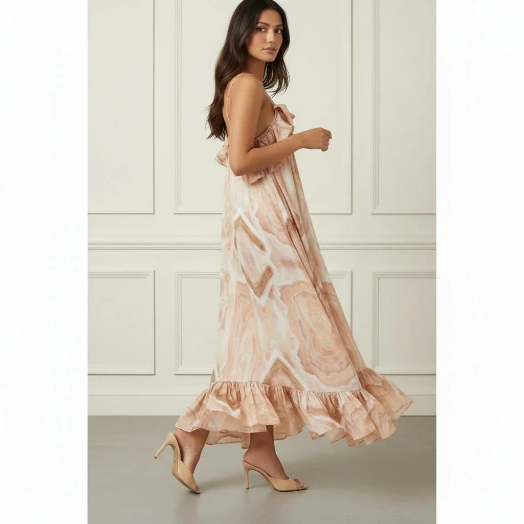 Printed Silk Organza Dress