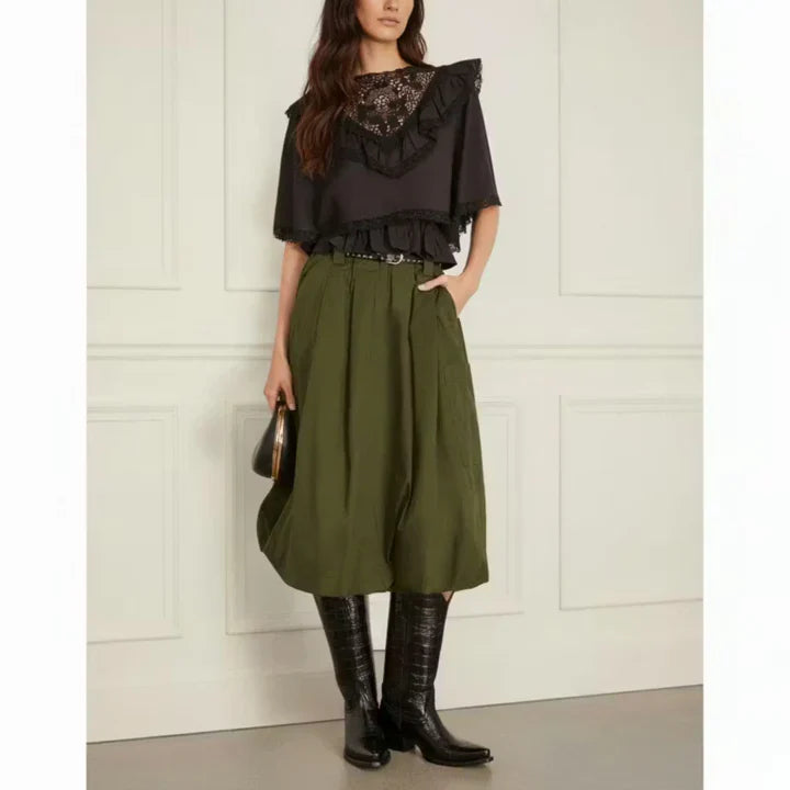 Embroidered Frill Blouse