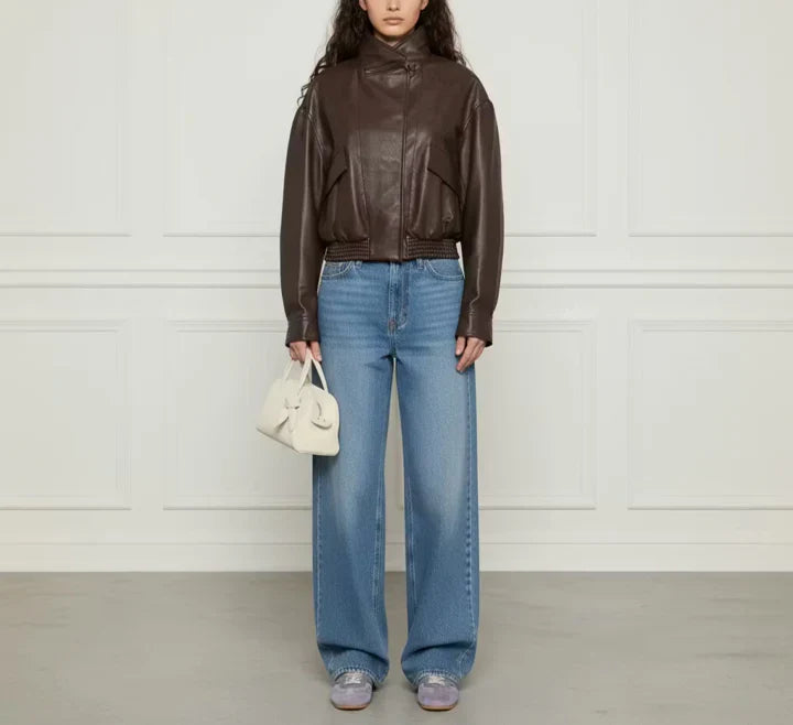 Faux Leather Bomber