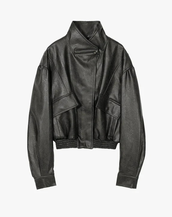 Faux Leather Bomber