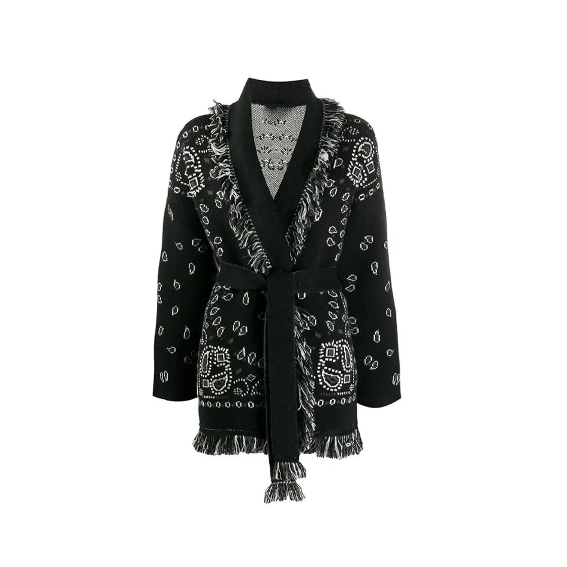 Black Bandana Wool Cardigan