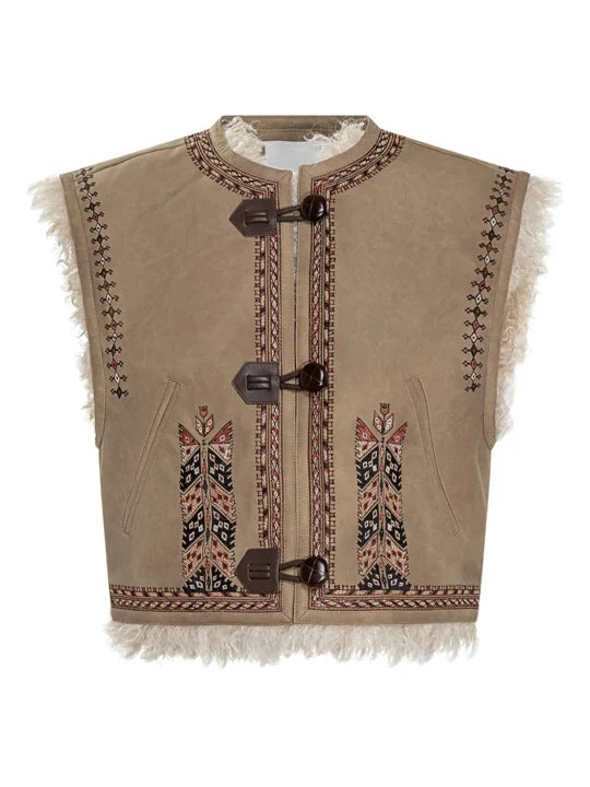 Embroidered Fleece Vest