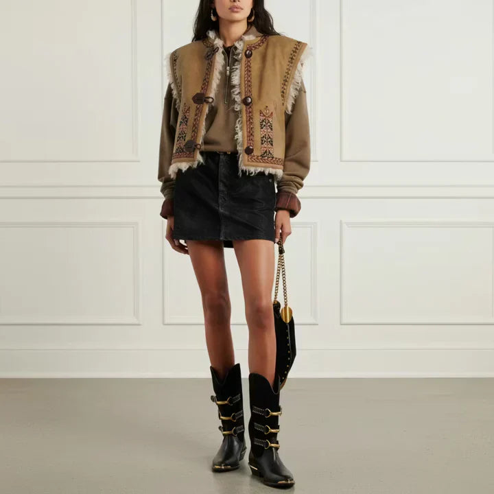 Embroidered Fleece Vest