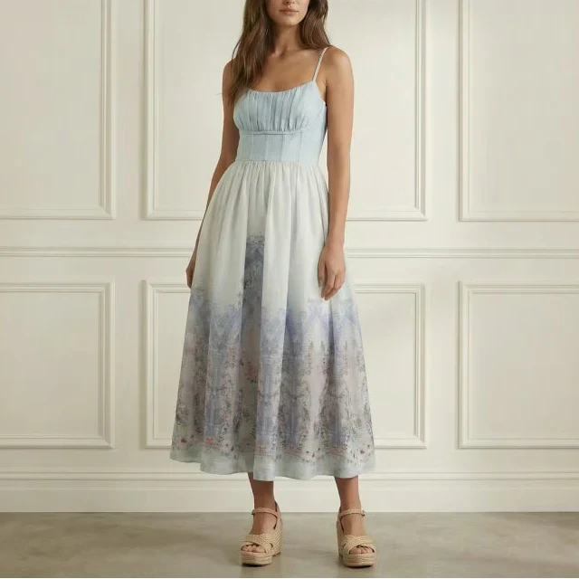 Print Corset Midi