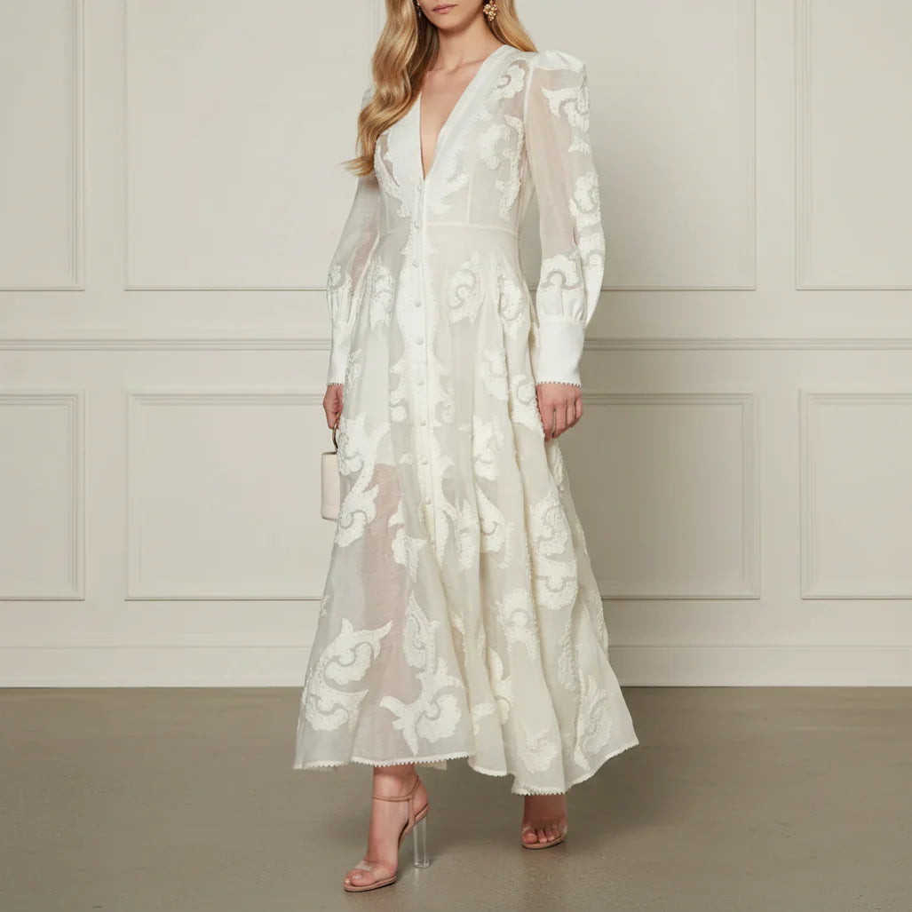 Embroidered Silk / Linen Midi