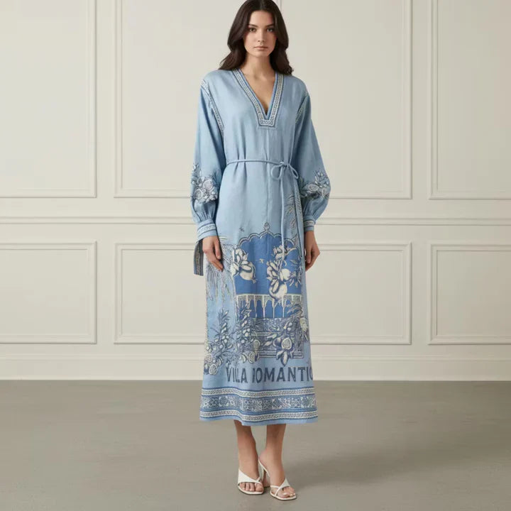Linen Print Midi