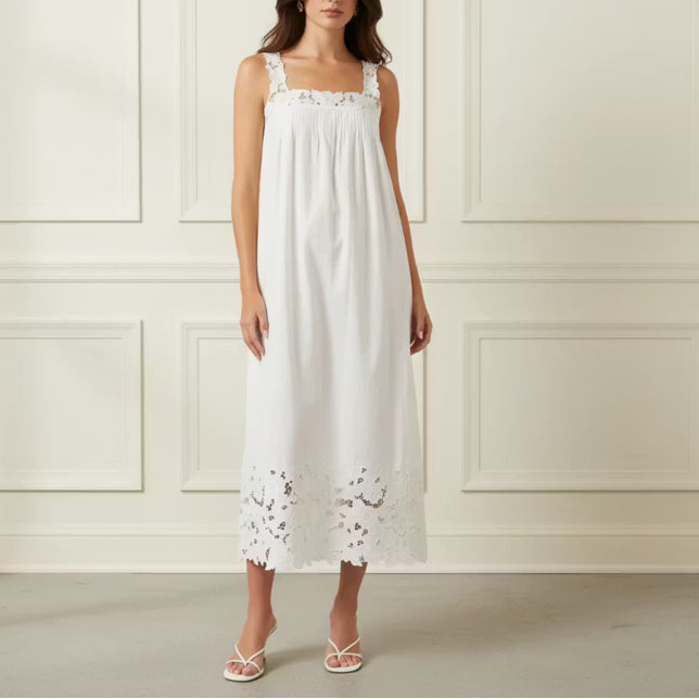 Embroidered Cotton Midi