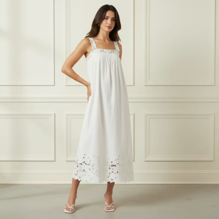 Embroidered Cotton Midi