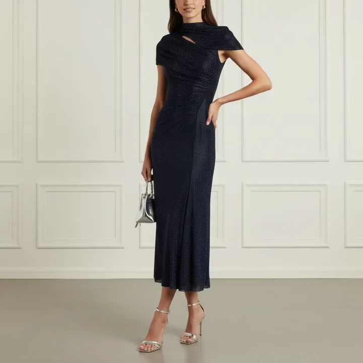 Navy Rhinestone Midi