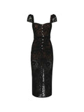 Lace Belted Midi