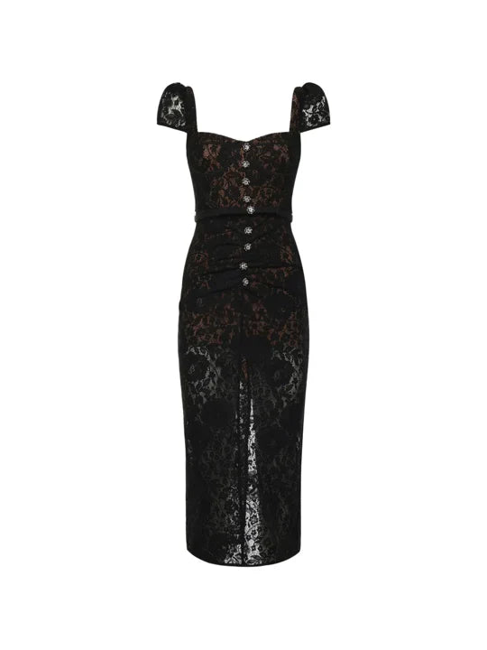 Lace Belted Midi