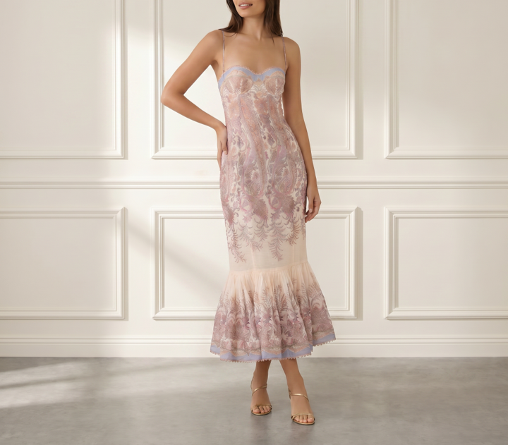 Lilac Print Midi