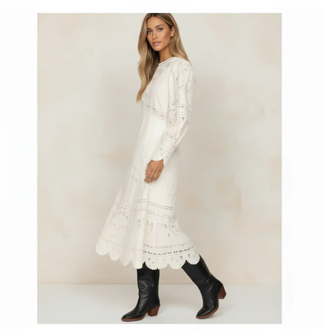 Embroidered Eyelet Midi