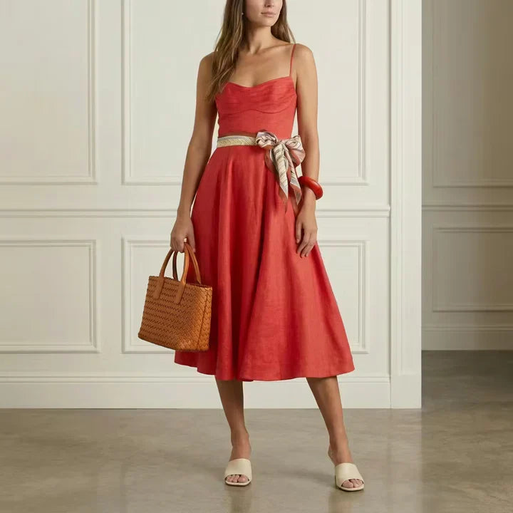 Red Linen Midi