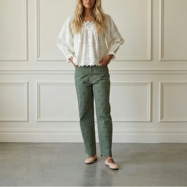 Hollow Embroidered Blouse