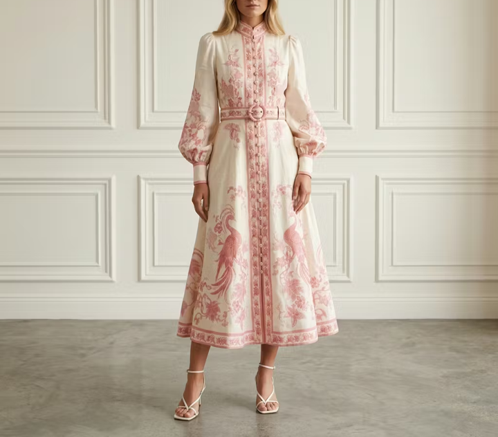 Pink Print Midi