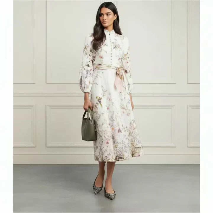Floral Tie Midi Dress