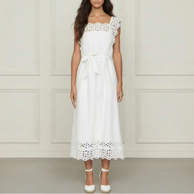 Eyelet Cotton Midi
