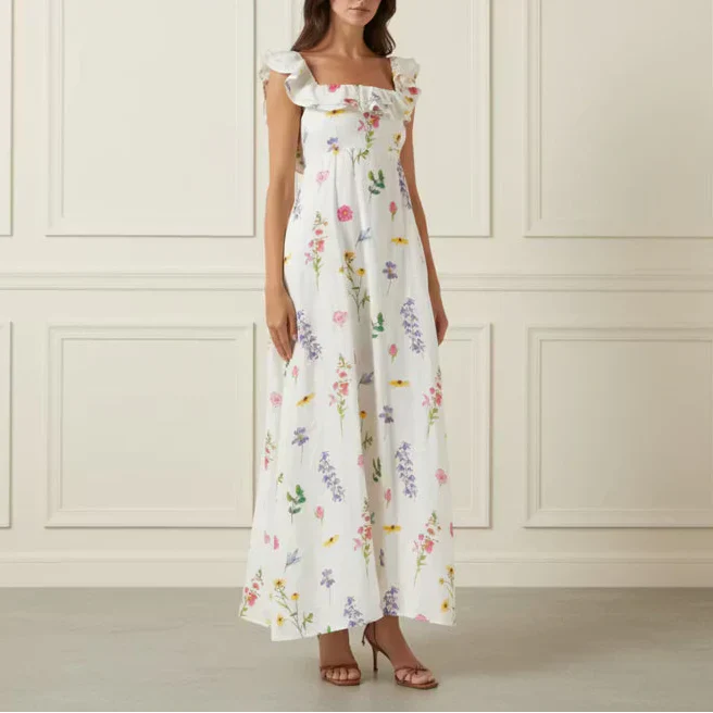 Linen Print Midi