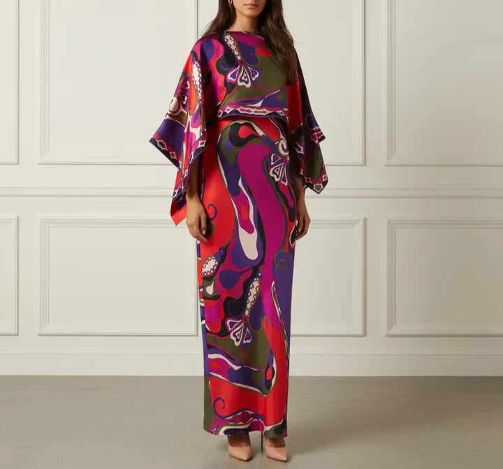 Silk Print Cape / Dress