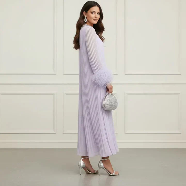 Feather Pleated Dress