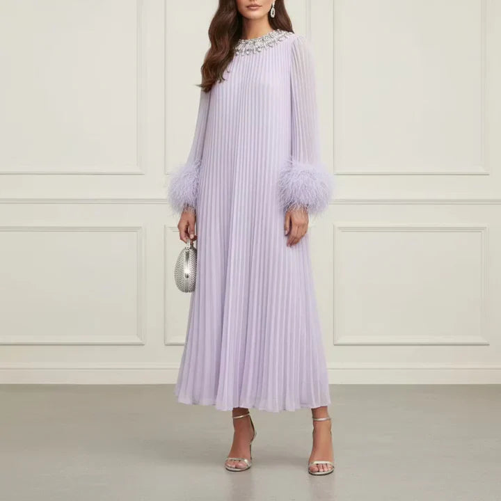 Feather Pleated Dress