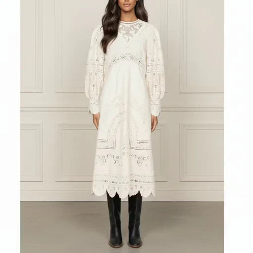 Embroidered Eyelet Midi