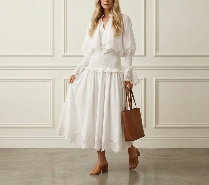 Cotton Ruffle Midi