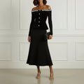 Off Shoulder Chenille Midi