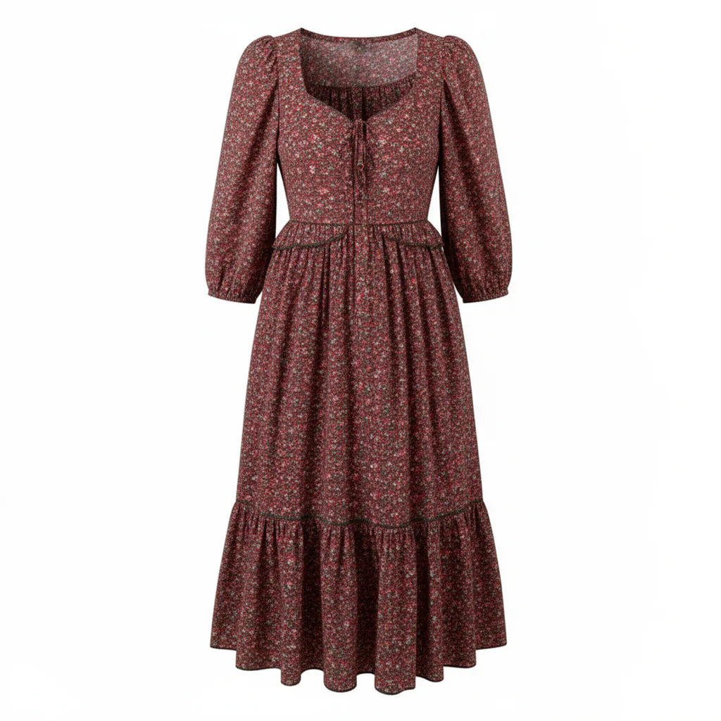Floral Lace Up Midi