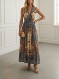 Halter Print Midi