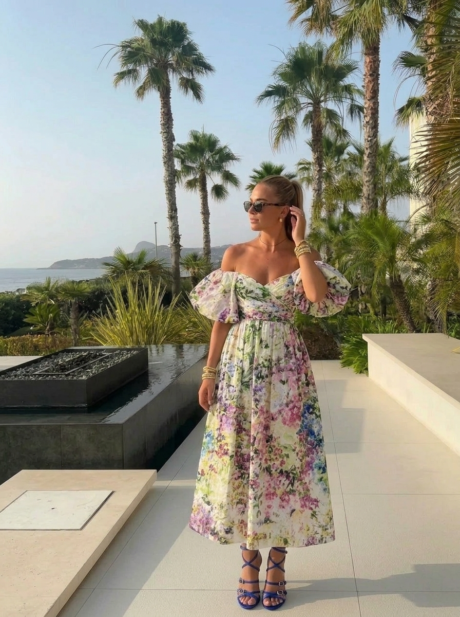 Floral Off Shoulder Midi
