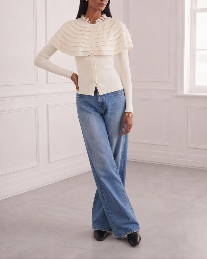 Ruffle Wool Cardigan