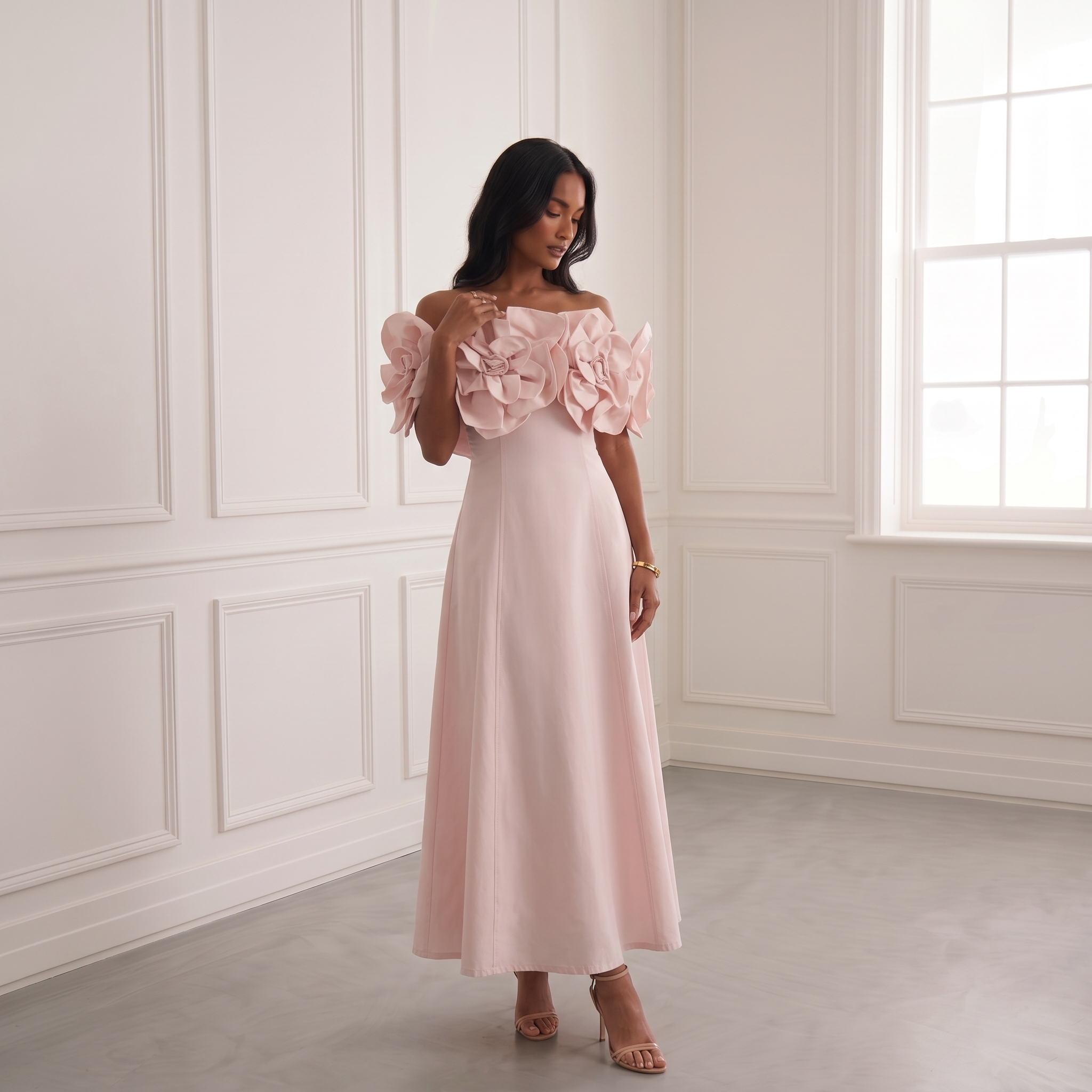 Off Shoulder Midi
