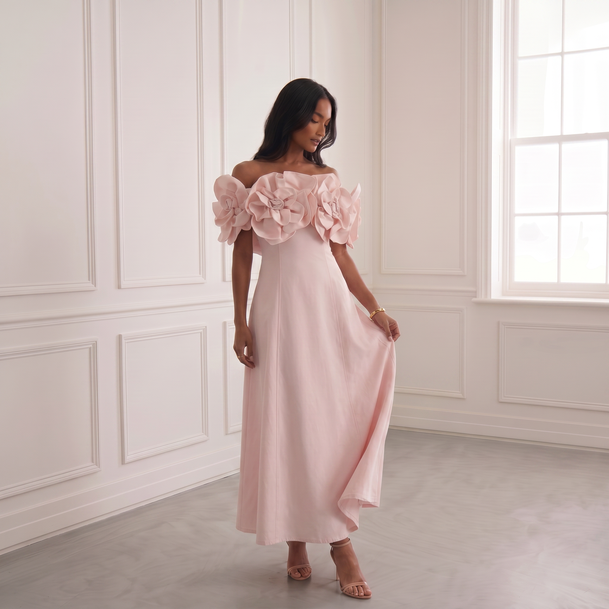 Off Shoulder Midi