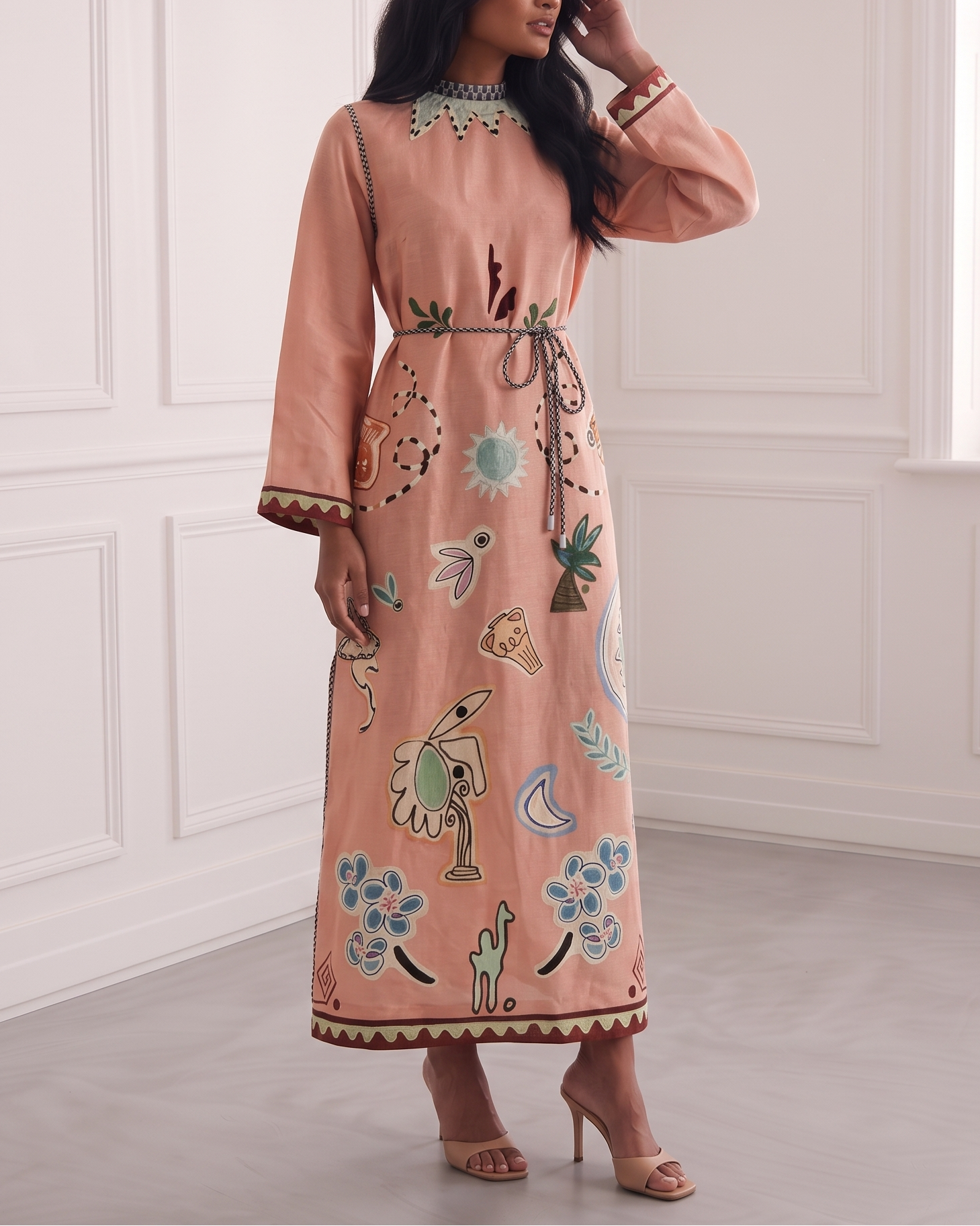 Printed Belted Midi