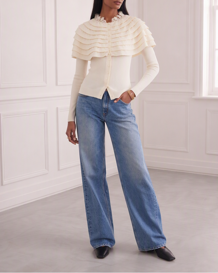 Ruffle Wool Cardigan