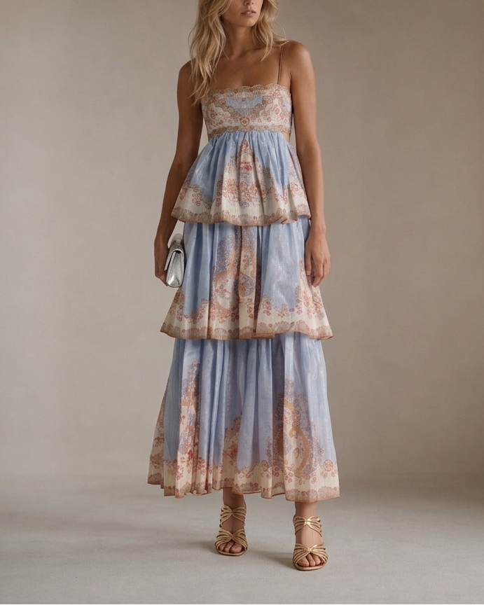 Tiered Print Midi