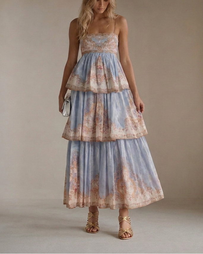 Tiered Print Midi